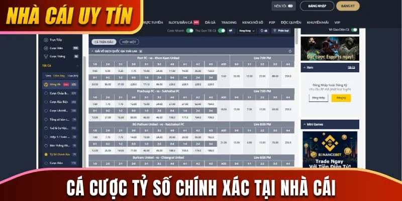 Cược tỷ số chính xác với thưởng lớn