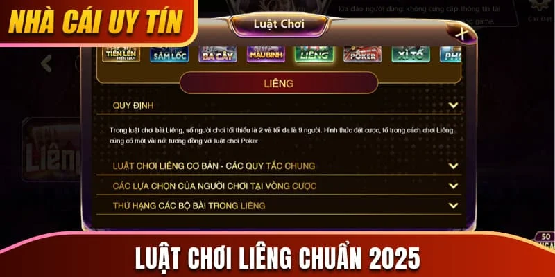 Luật chơi Liêng chuẩn 2025